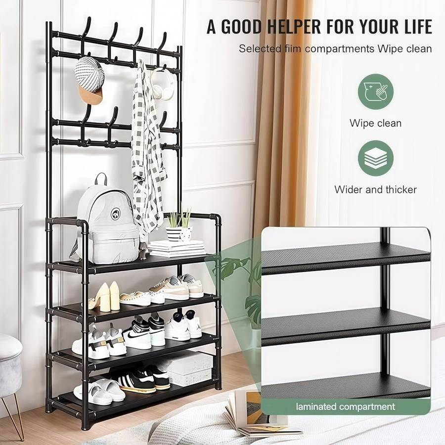 Arara 4/5 Andar Sapateira Organizadora Cabideiro Suporte Multiuso Sapato Tenis Roupa Quarto Armários
