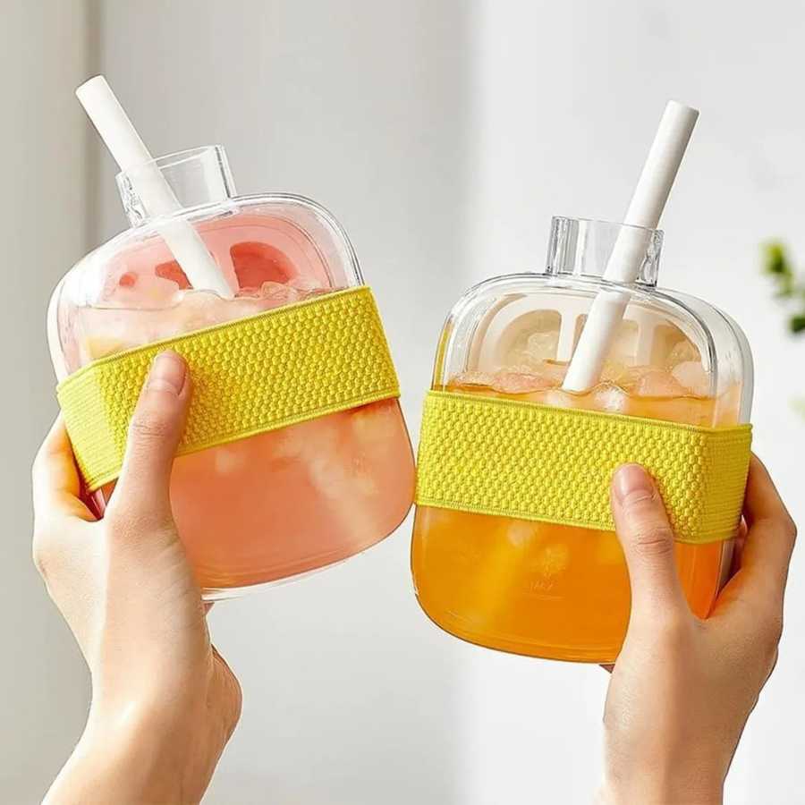 Garrafa Acrílico 500ml Cubos de Gelo Portátil Verão Sequeeze Atividades Físicas Passeios