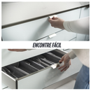 Organizador de Gaveta com Extensor Porta Talheres Separador de Talher Gaveteiro Cozinha Ou Logic 36cm x 28cm