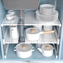 Aço inoxidável e plástico em camadas sob a pia rack de armazenamento - organizador de armário de cozinha retrátil
