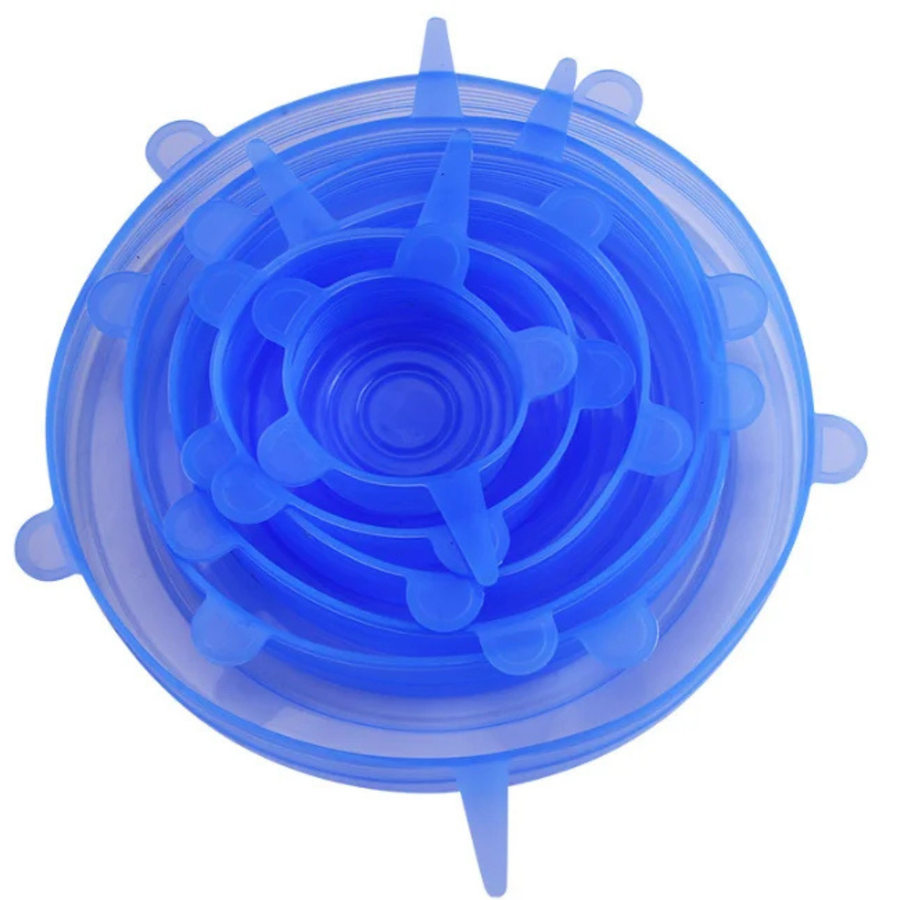 Tampas de Silicone Ajustáveis Reutilizáveis – Kit com 12 Unidades para Conservação de Alimentos