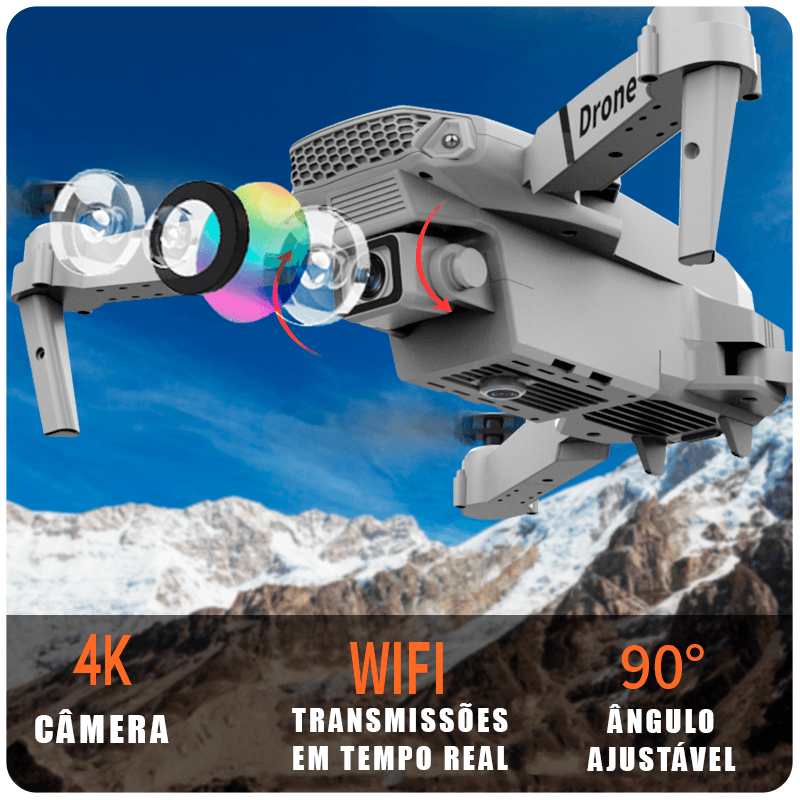Drone Profissional Wifi com Controle Remoto Adaptável/Zangão - Tododia Lar