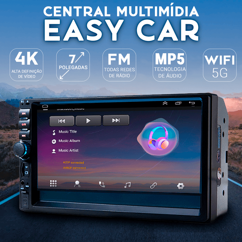 Central Multimídia Universal 7 Polegadas Wifi Gps Mp5 Bluetooth - EasyCar - Tododia Lar